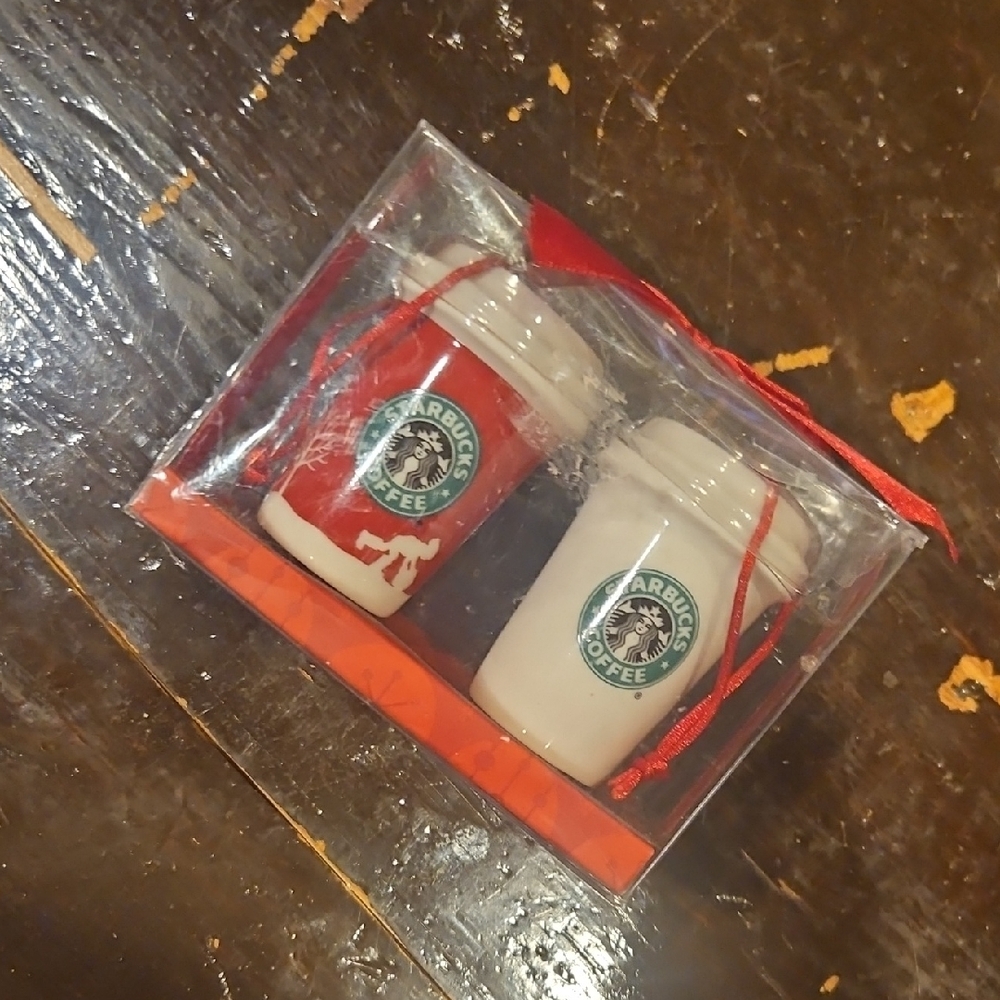 Starbucks Red and White Mini Cup Tree Ornament Set